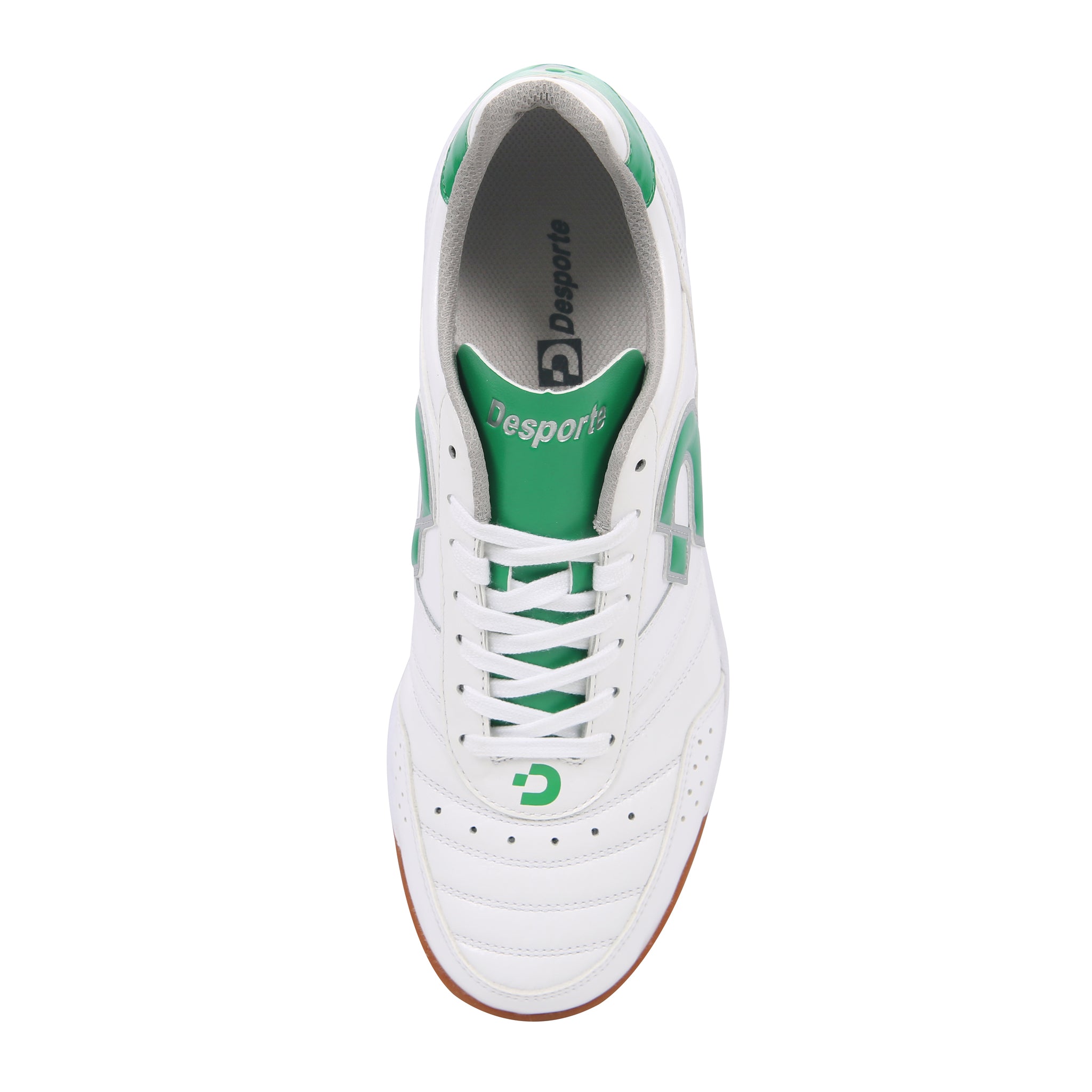 Desporte Campinas JP7 white green silver futsal shoe with mesh lining