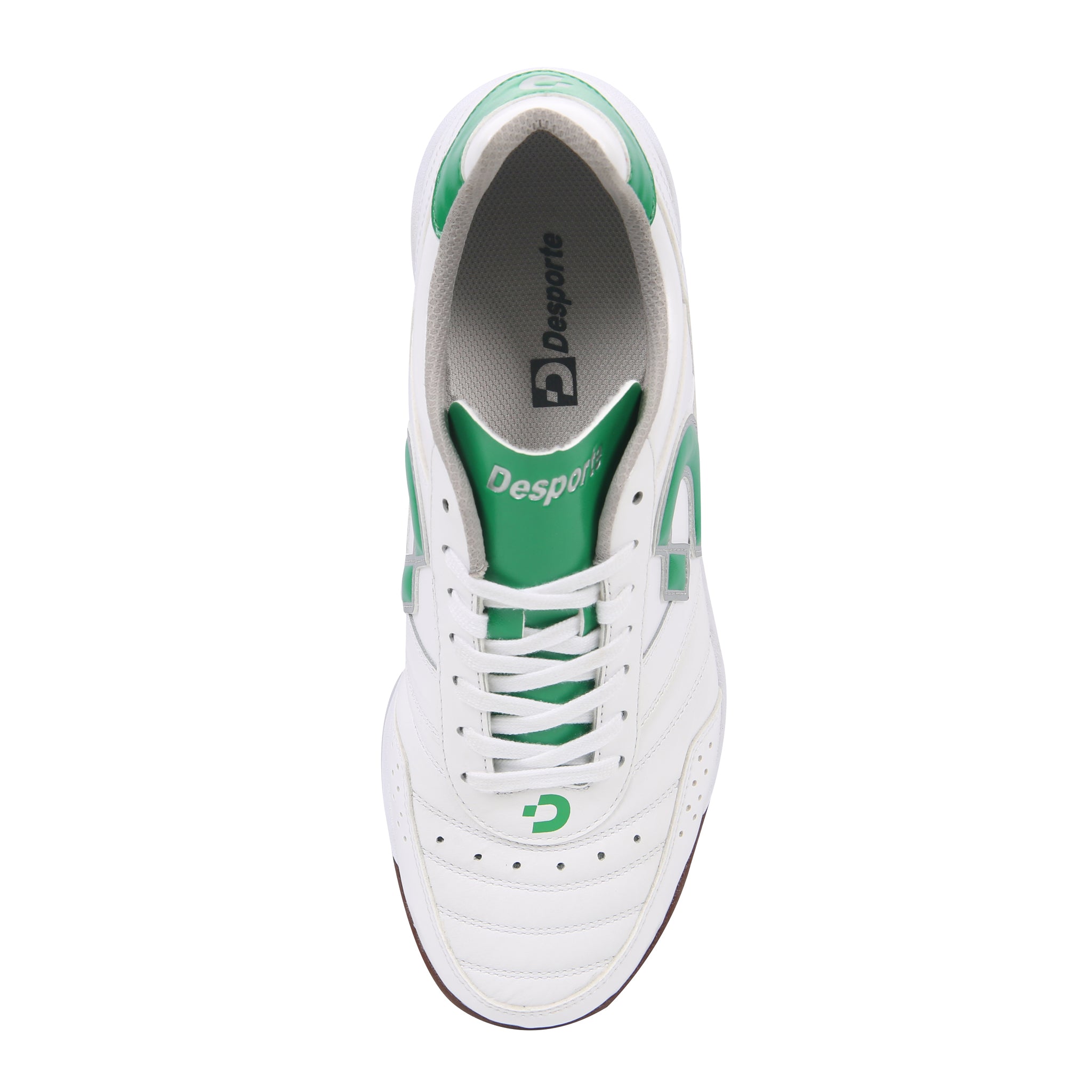 Desporte Campinas JTF7 white green silver turf soccer shoe mesh lining