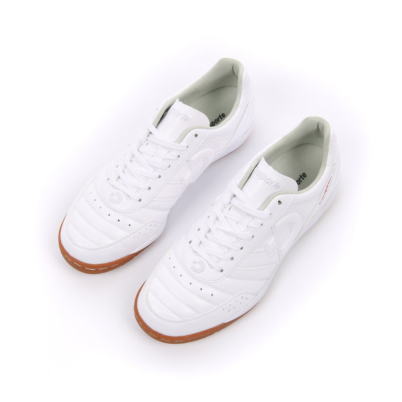Desporte Campinas SP2 full synthetic leather all white futsal shoes with synthetic suede leather insoles