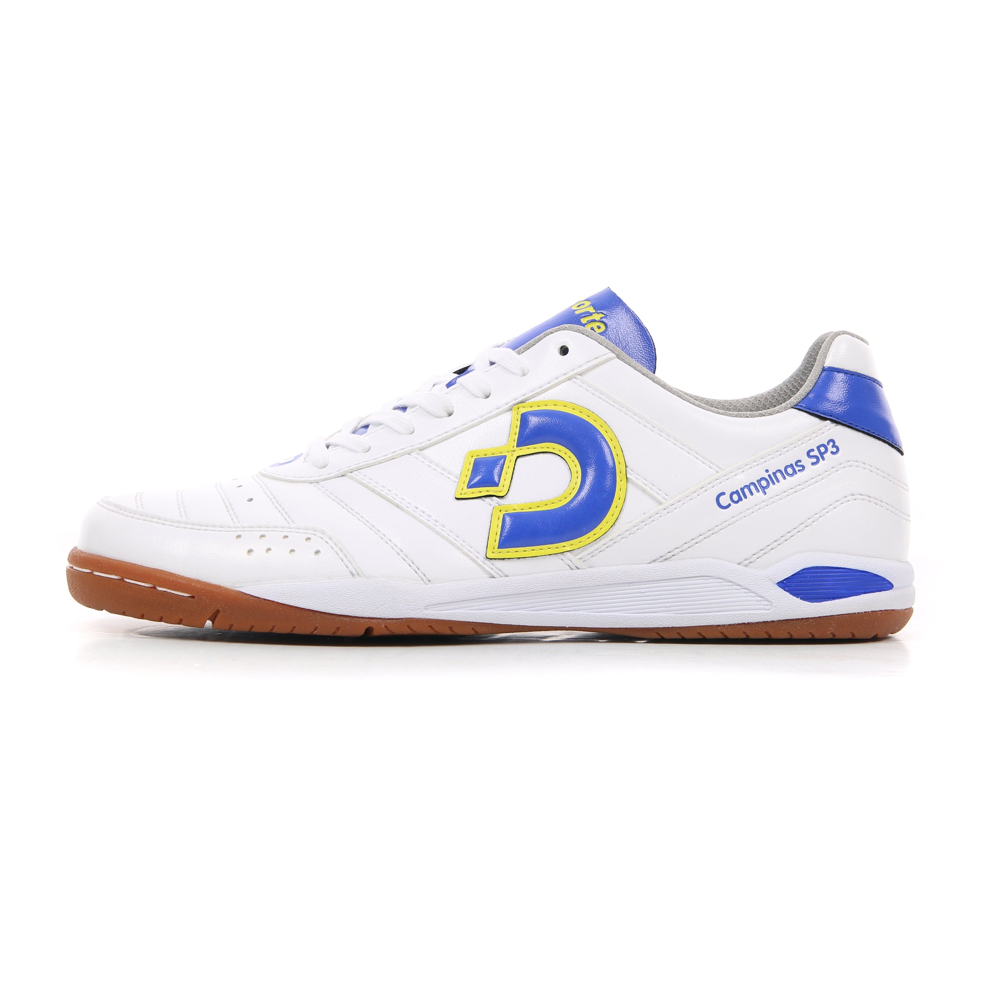 Desporte Campinas SP3 white blue yellow futsal shoe