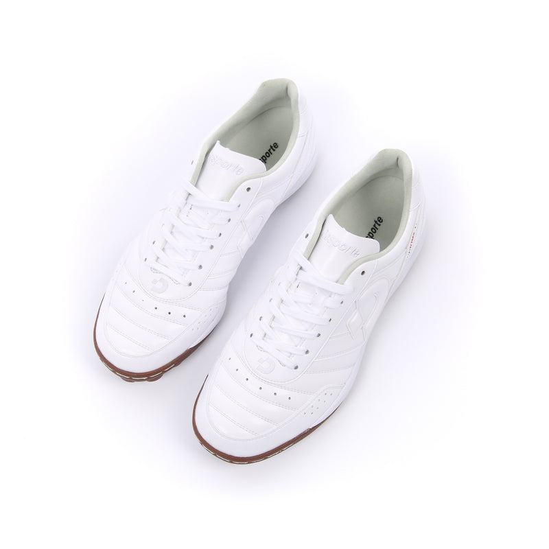 Desporte Campinas TF SP2 full synthetic leather all white turf soccer shoes with synthetic suede leather insoles