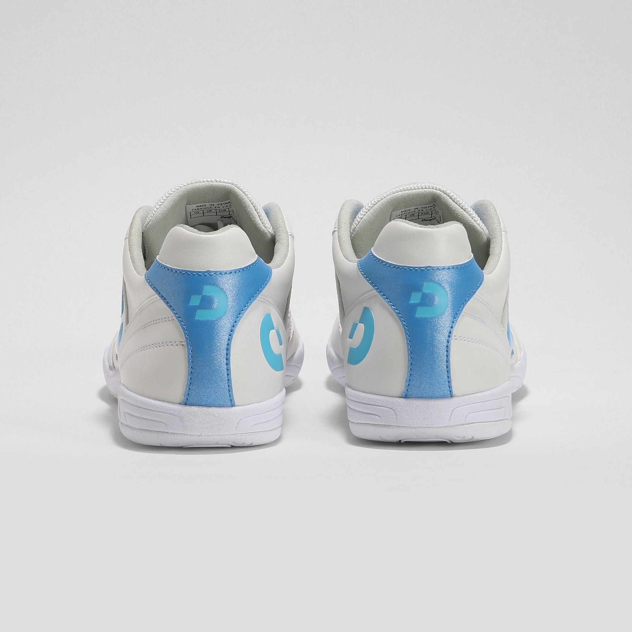 Desporte Rio KI2 white futsal shoes with turquoise logo backview