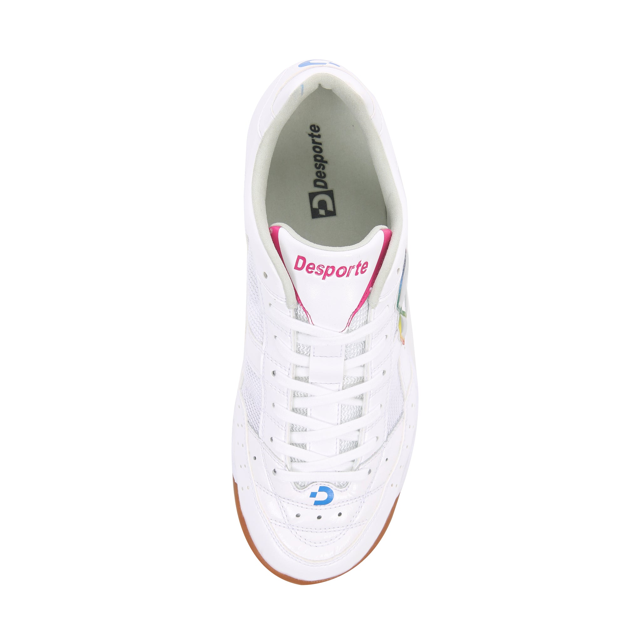 Desporte Tessa Light ID3 white silver rainbow futsal shoe synthetic suede leather insole