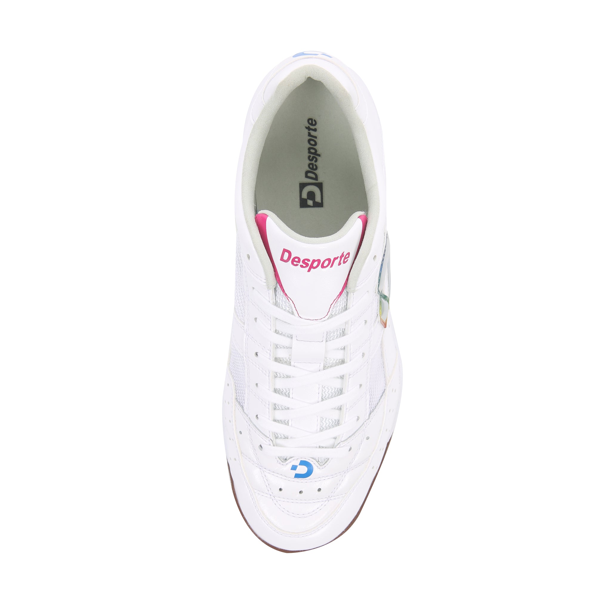 Desporte Tessa Light TF3 white silver rainbow turf soccer shoe synthetic suede leather insole