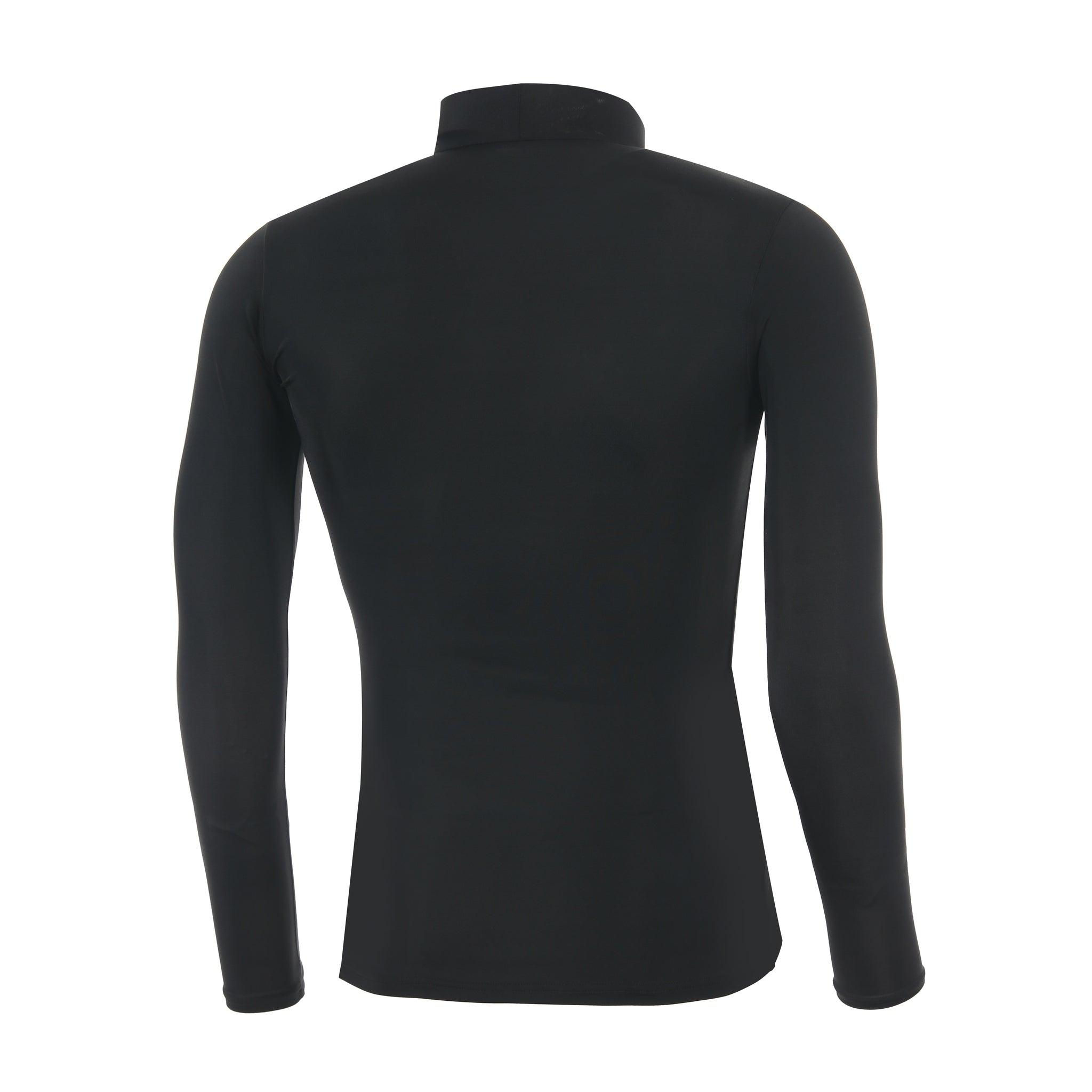 Desporte black long sleeve sweat wicking base layer shirt with high collar back view