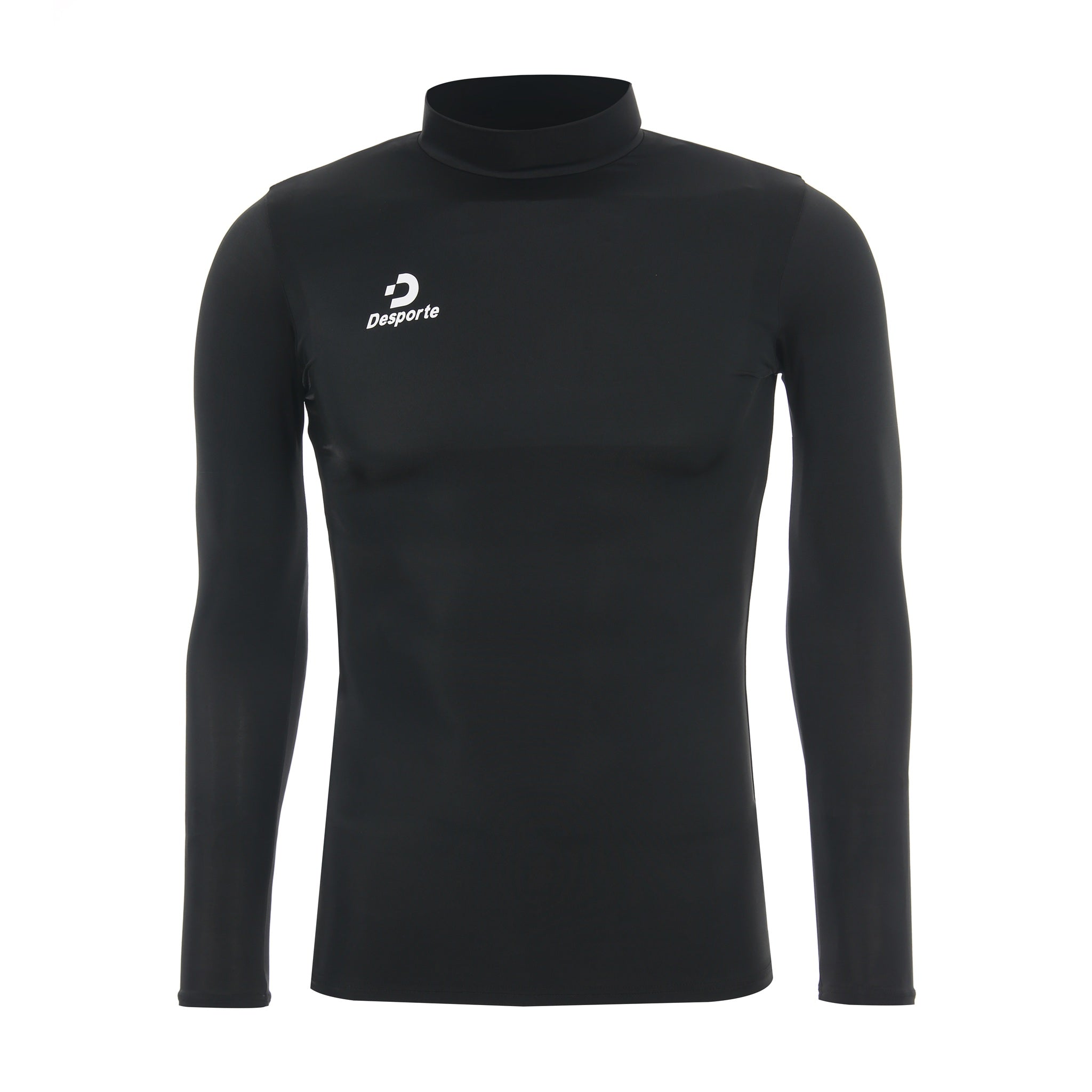 Desporte black long sleeve sweat wicking base layer shirt with high collar