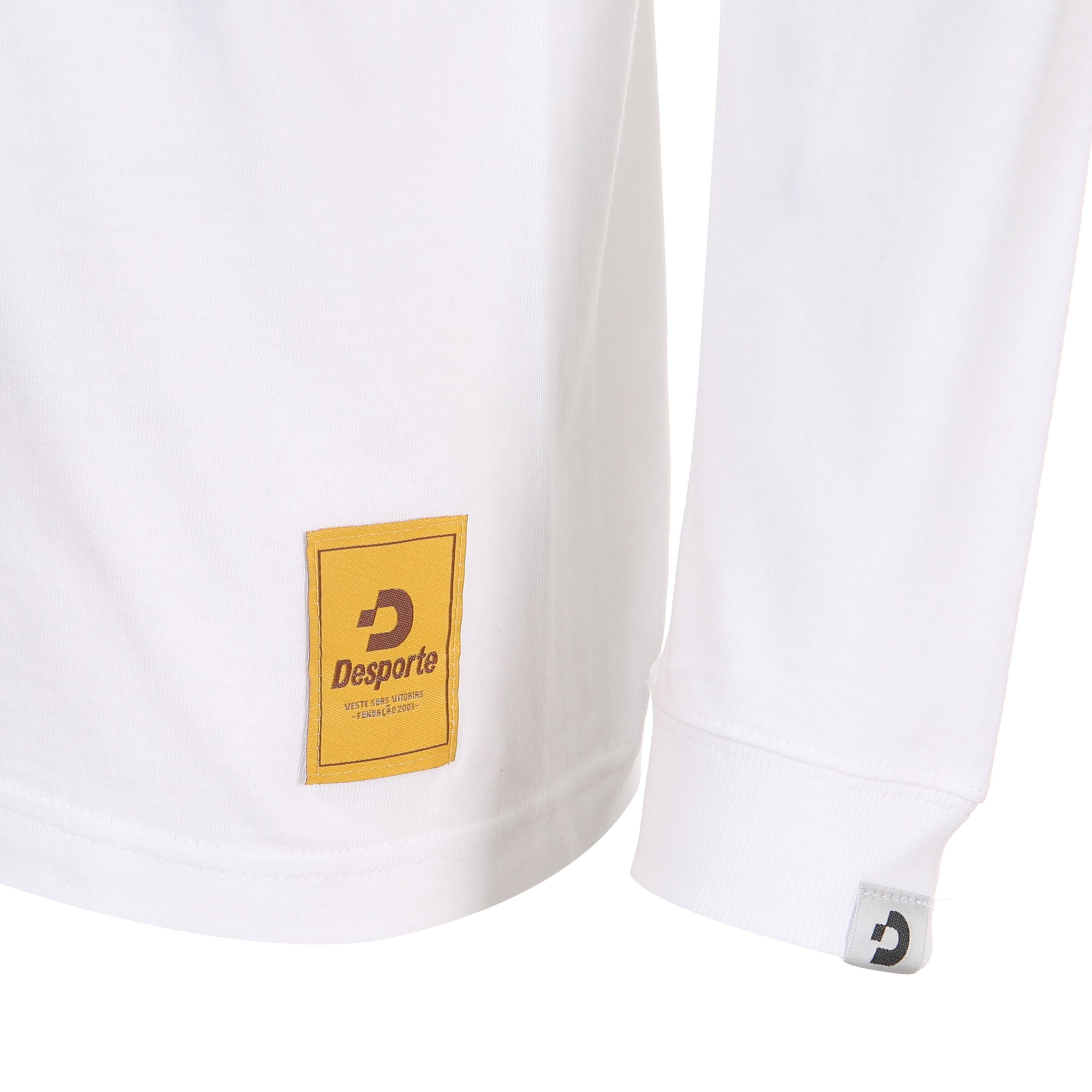 Desporte white 100% cotton long sleeve t-shirt DSP-T53L front logo tag