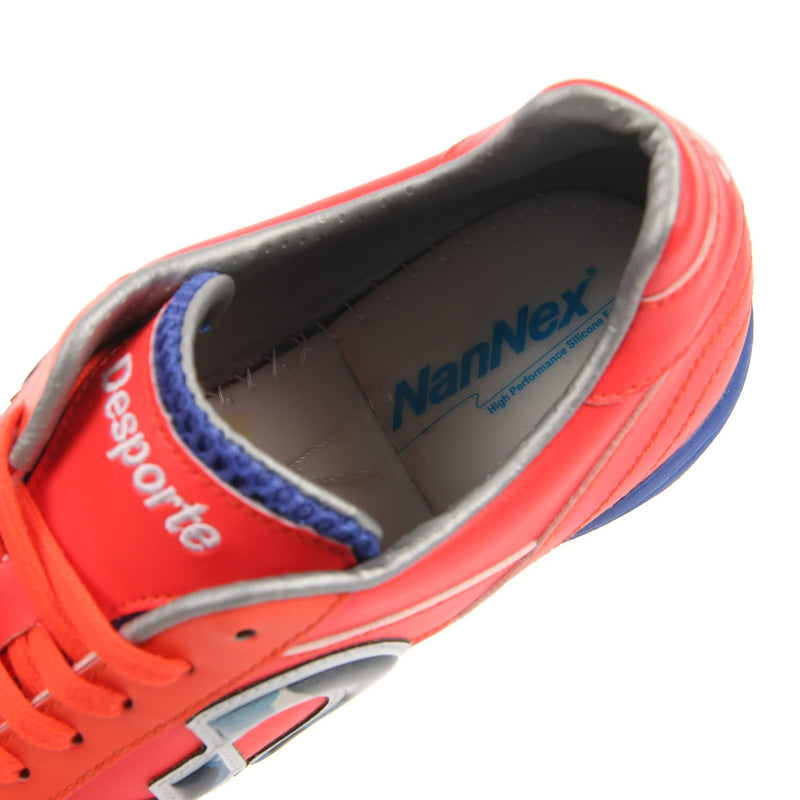 Desporte Campinas JTF PRO1 coral red turf soccer shoe Nannex high performance silicone foam shock absorption
