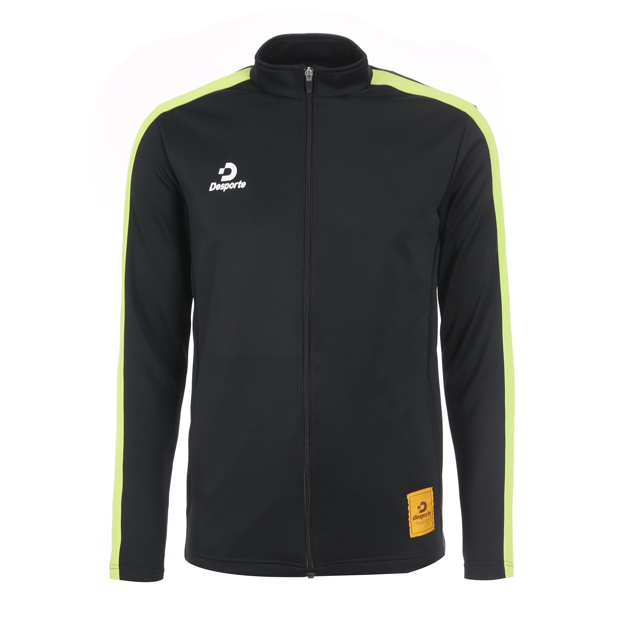 Striped Desporte track jacket in black and lime colors
