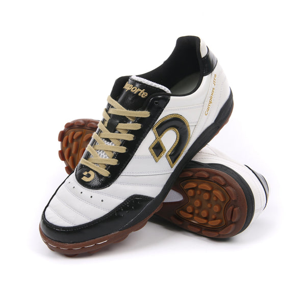 Desporte Campinas JTF6 white black gold turf soccer shoes