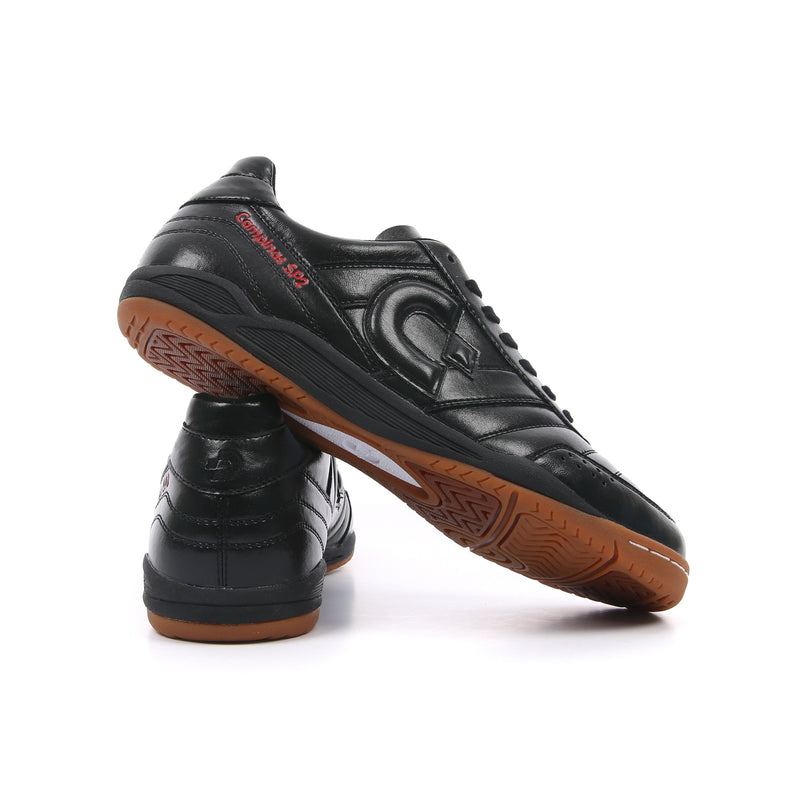 Desporte Campinas SP2 full synthetic leather all black futsal shoes dual density rubber outsole