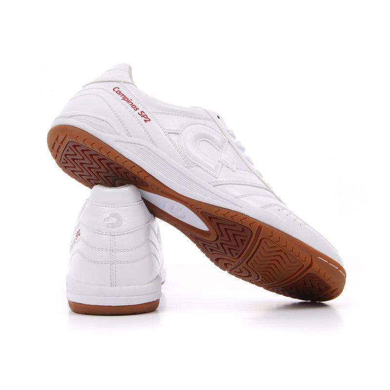 Desporte Campinas SP2 full synthetic leather all white futsal shoes dual density rubber outsole