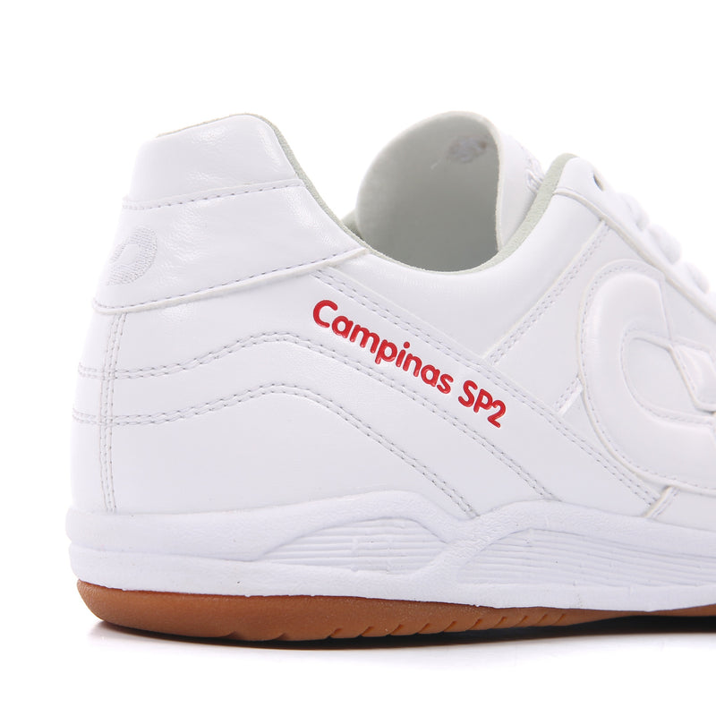 Desporte Campinas SP2 all white futsal shoe with red model name print