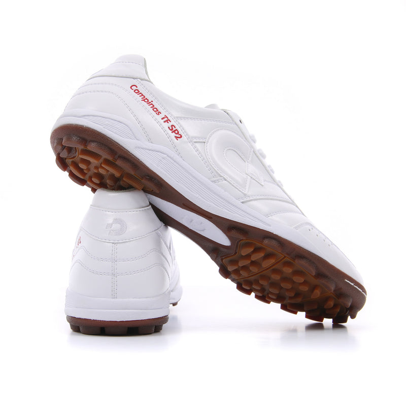 Desporte Campinas TF SP2 full synthetic leather all white turf soccer shoe with dual density multi studs outsole