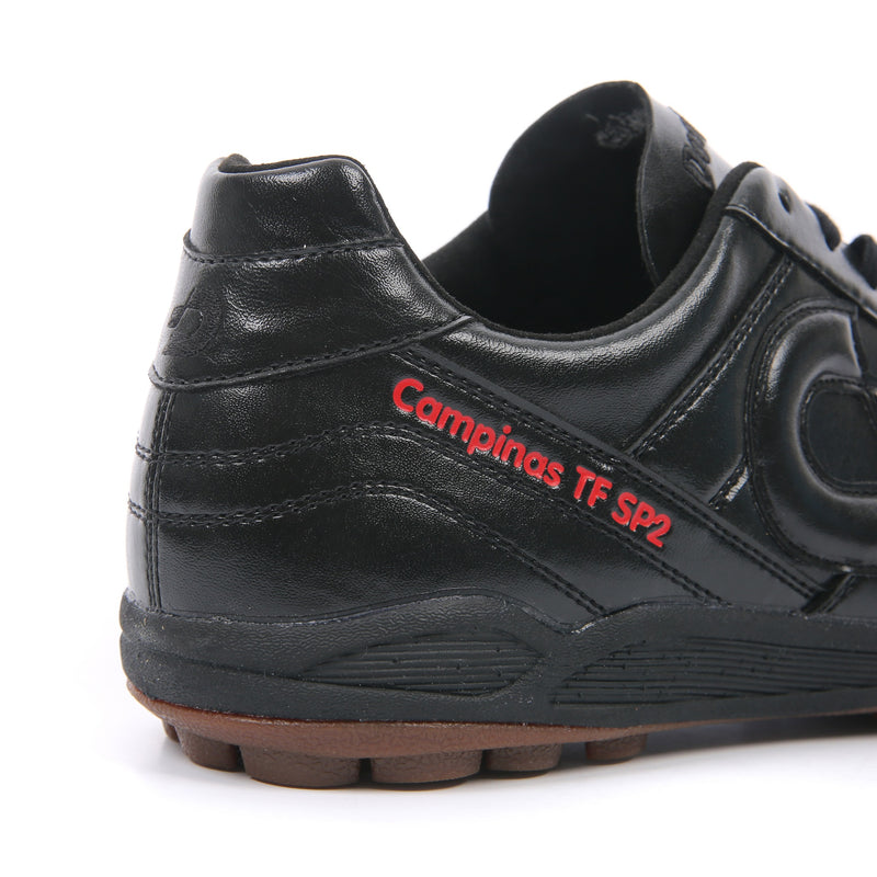 Desporte Campinas TF SP2 full synthetic leather all black turf soccer shoe with red model name print