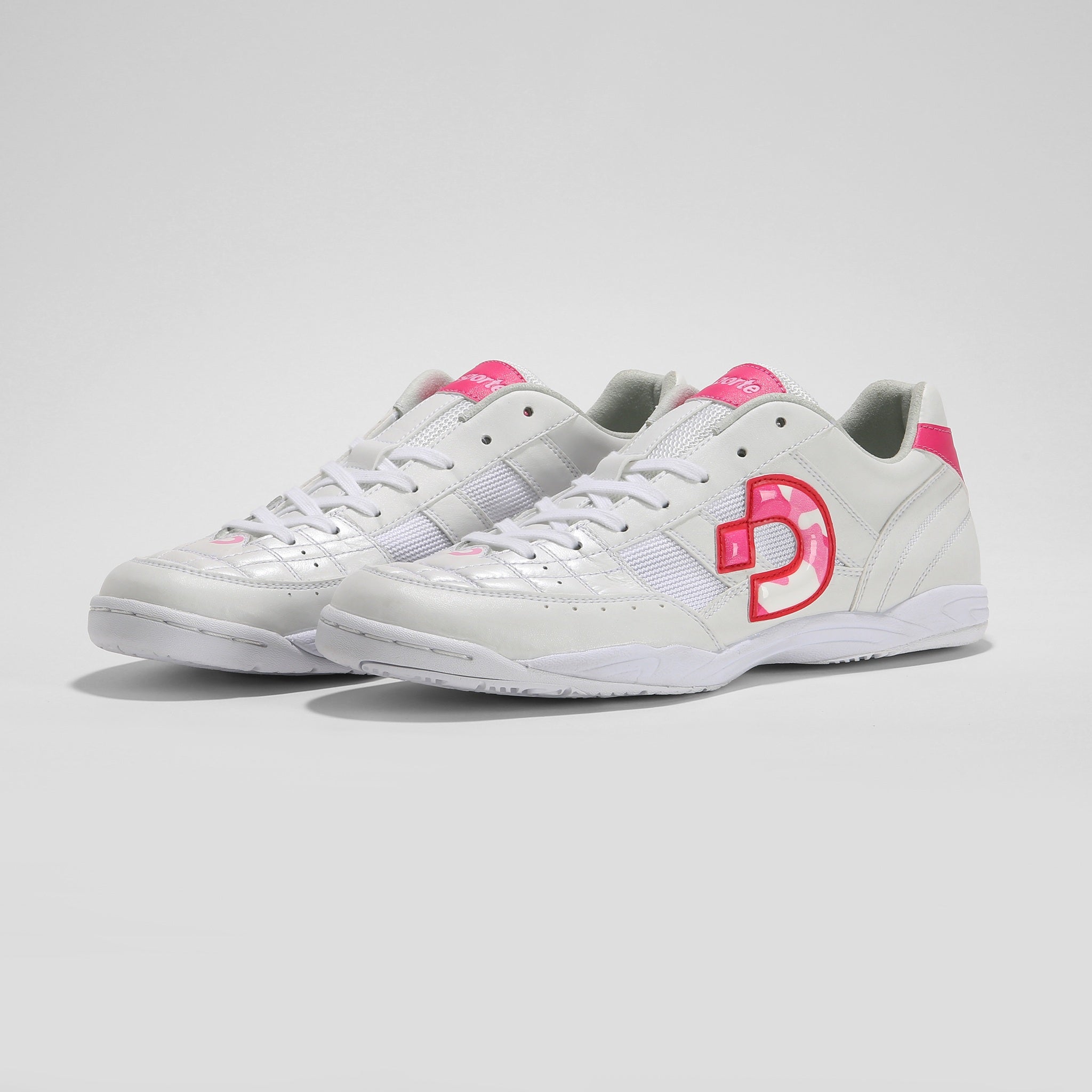 Desporte Rio KI2 white futsal shoes with pink logo