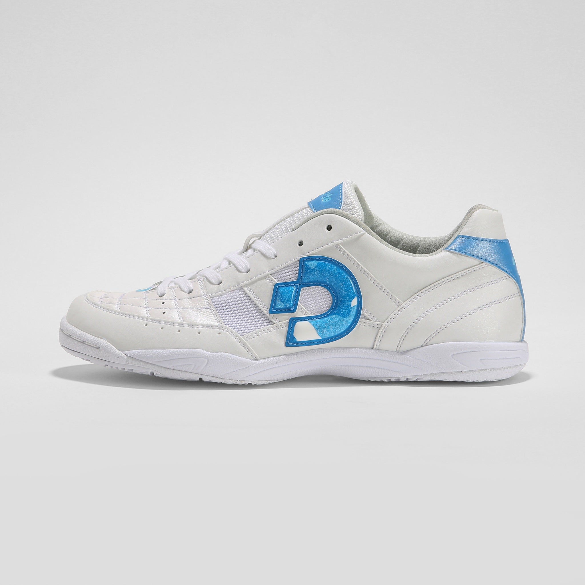 Desporte Rio KI2 white futsal shoe with turquoise logo