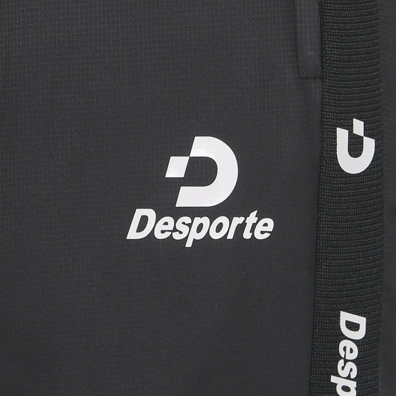 Desporte black windbreaker pants DSP-PP27SSL front logo print and track tape logo