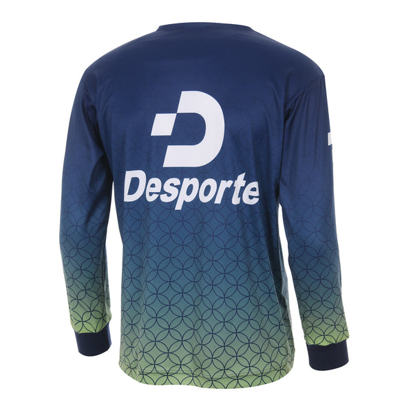 Desporte navy lime quick-dry long sleeve practice shirt DSP-BPS-33L for futsal and soccer back view
