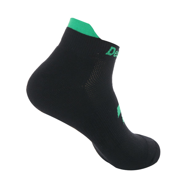 Desporte black ankle sock with green logo back view