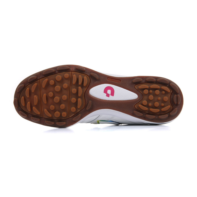 Desporte Campinas JTF5 DS-1440 white/rainbow turf soccer shoe dual density multi studs outsole
