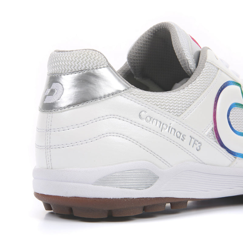 Desporte Campinas TF3 DS-1441 white rainbow turf soccer shoe silver heel