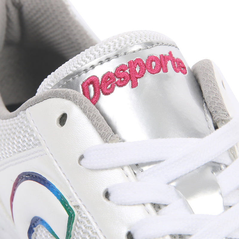 Desporte Campinas TF3 DS-1441 white rainbow turf soccer shoe silver padded tongue