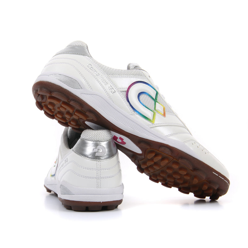 Desporte Campinas TF3 DS-1441 white rainbow silver turf soccer shoes