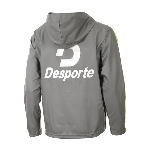 Desporte gray hooded full zip windbreaker back logo