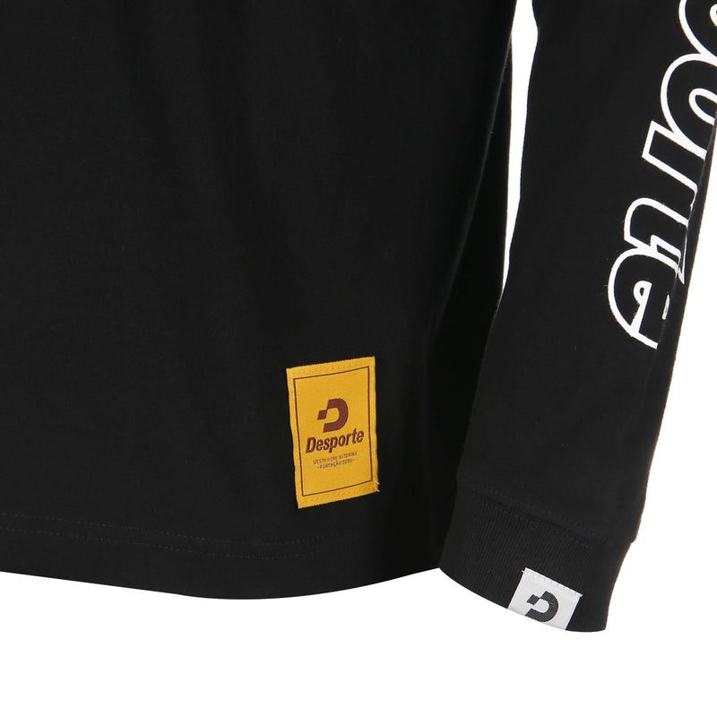 Desporte black long sleeve cotton t-shirt front logo tag