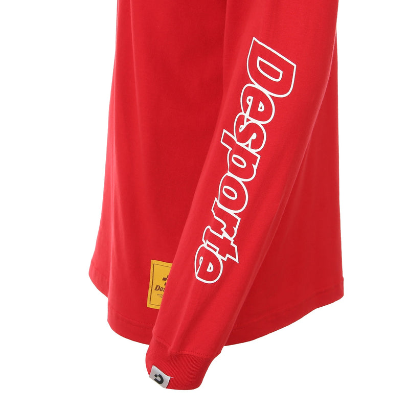 Desporte red long sleeve cotton t-shirt left arm logo print