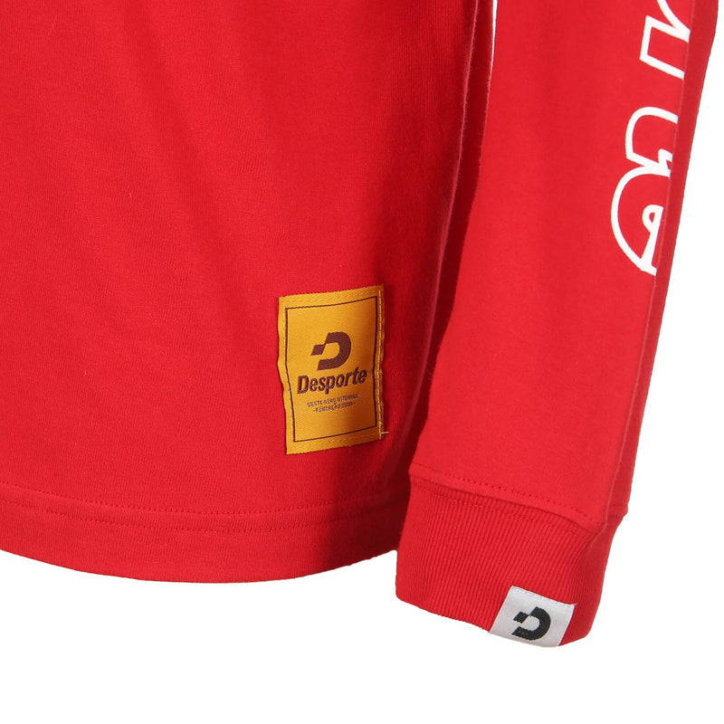 Desporte red long sleeve cotton t-shirt front logo tag