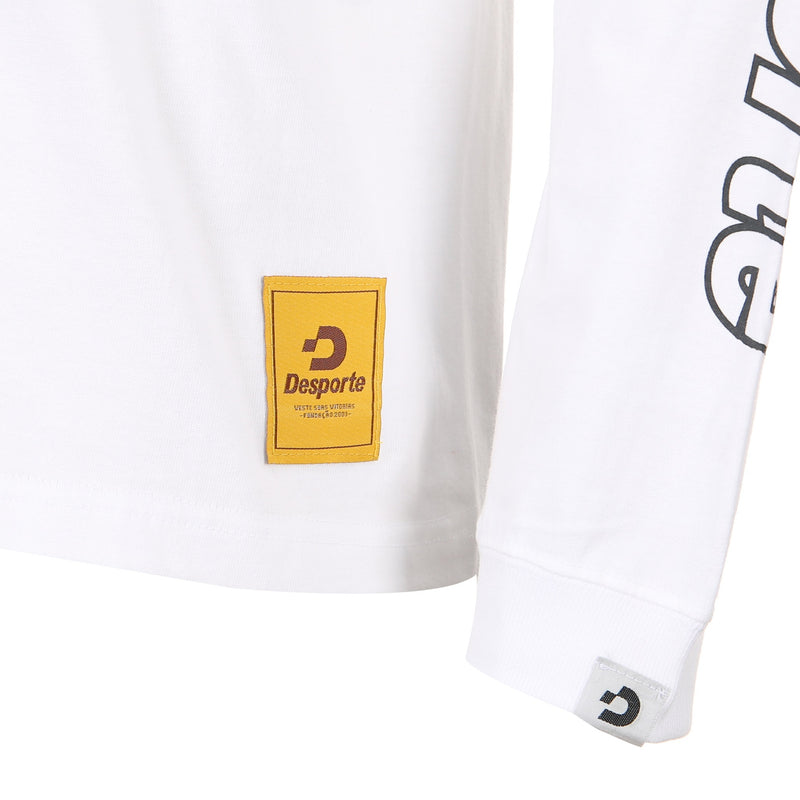 Desporte white long sleeve cotton t-shirt front logo tag