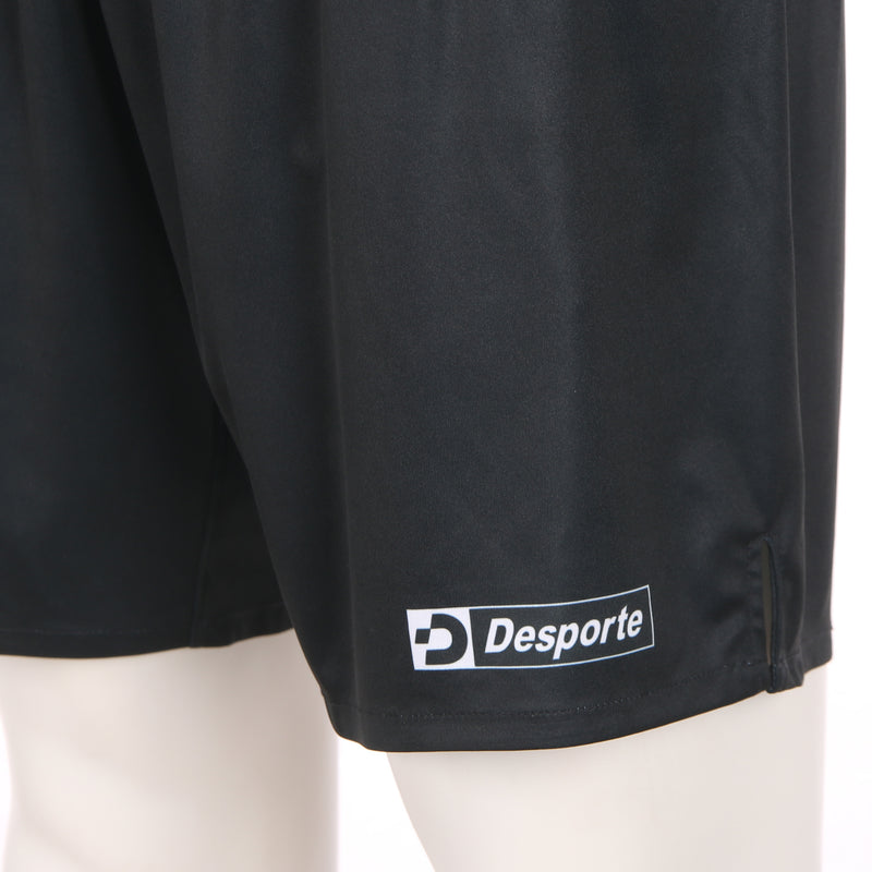 Desporte black football practice shorts with side pockets front logo