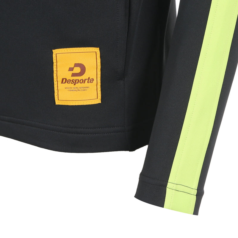 Striped Desporte track jacket in black and lime colors front logo tag