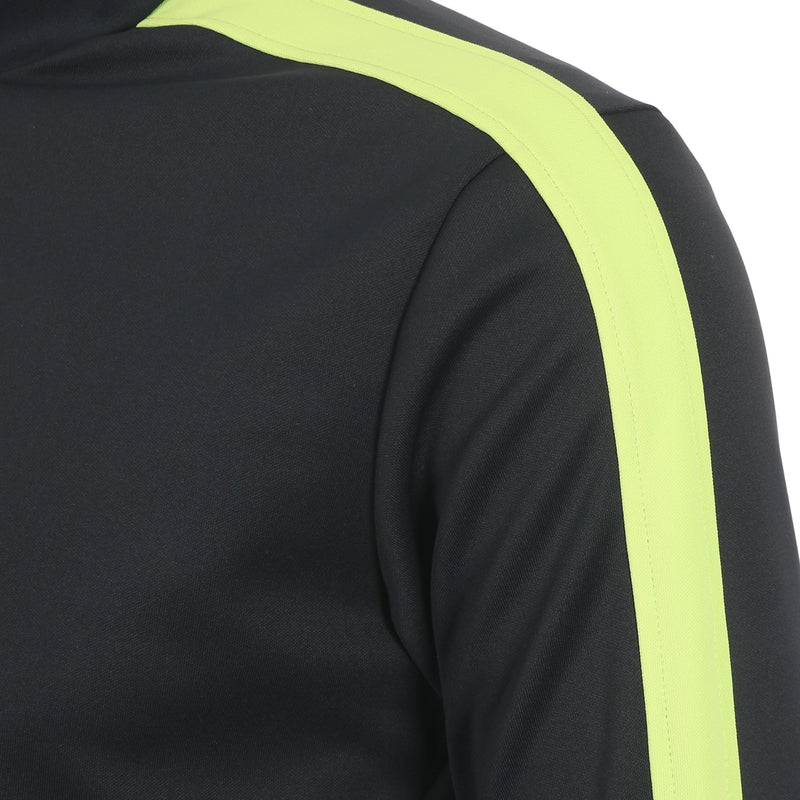 Striped Desporte track jacket in black and lime colors shoulder line