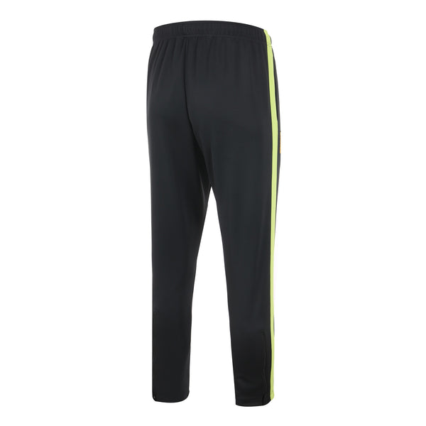 Desporte striped track pants in black and lime colors back view