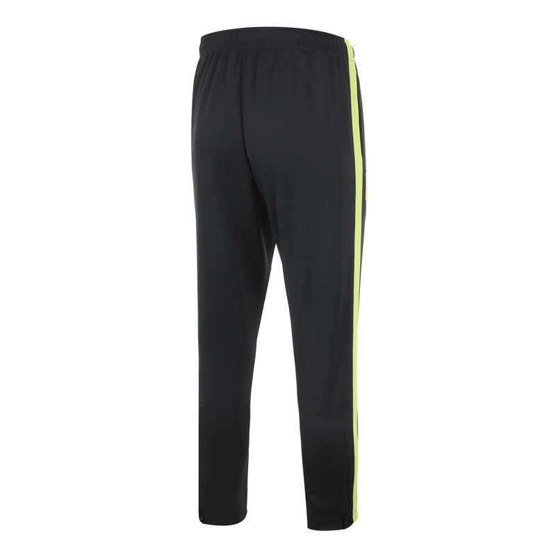 Desporte striped track pants in black and lime colors back view