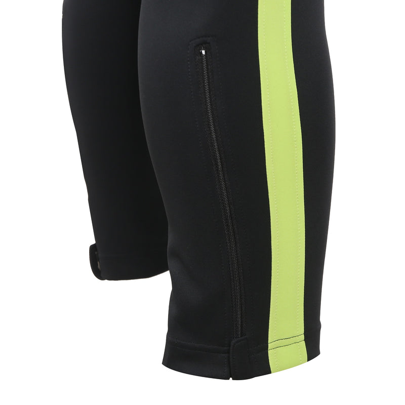 Desporte striped track pants in black and lime colors zippered lower leg