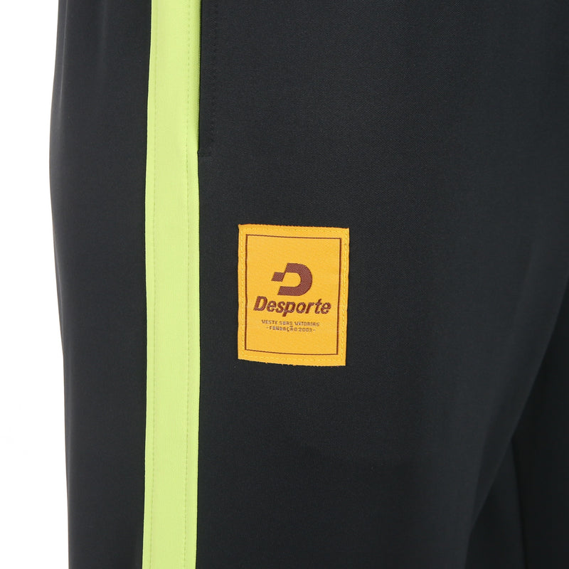 Desporte striped track pants in black and lime colors front logo tag