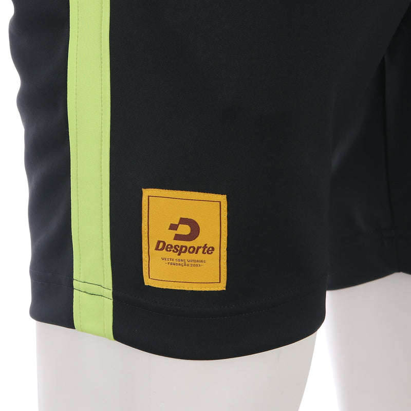 Desporte striped training shorts black lime color front logo tag