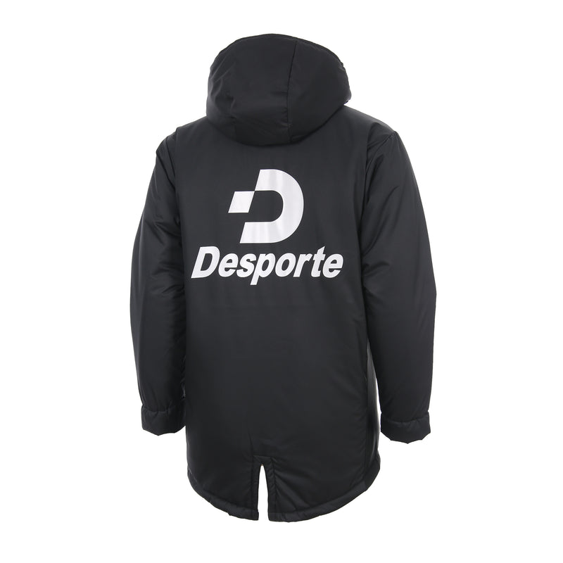 Desporte black white full zip hooded winter coat DSP-WP23SL back view