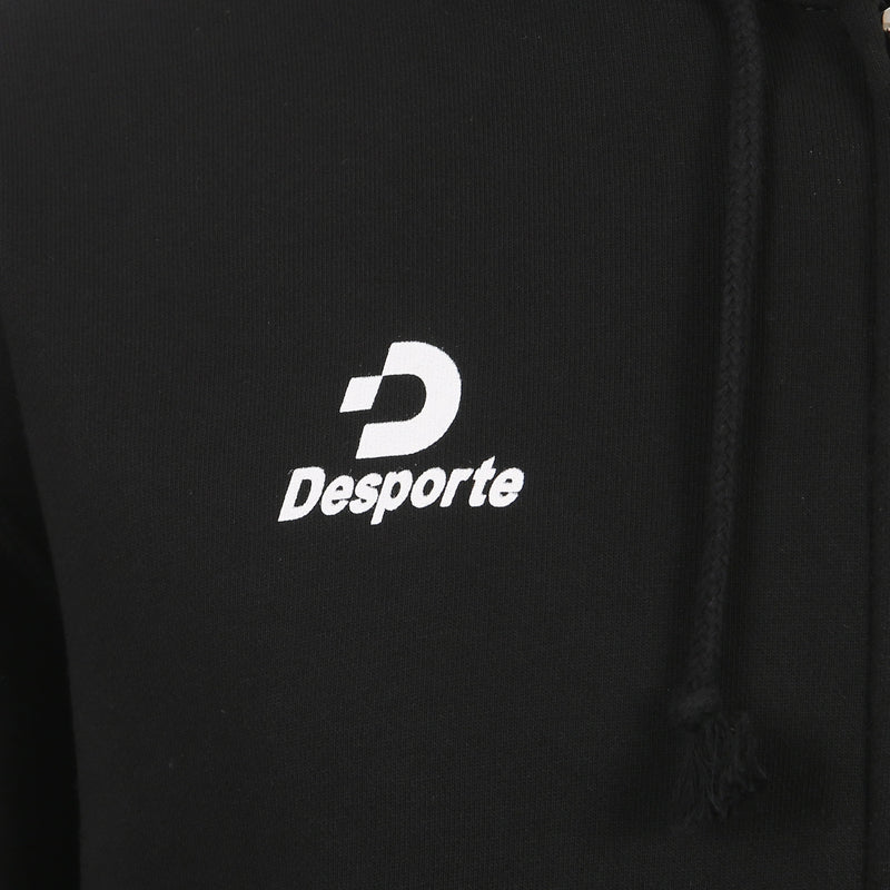 Desporte full zip cotton hoodie black front logo