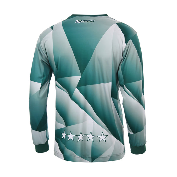 Desporte green pattern color quick dry long sleeve practice shirt DSP-BPS-30L with white logos back view