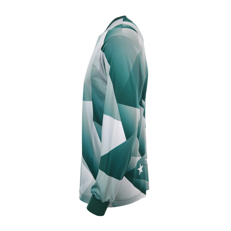 Desporte green pattern color quick dry long sleeve practice shirt DSP-BPS-30L with white logos side view