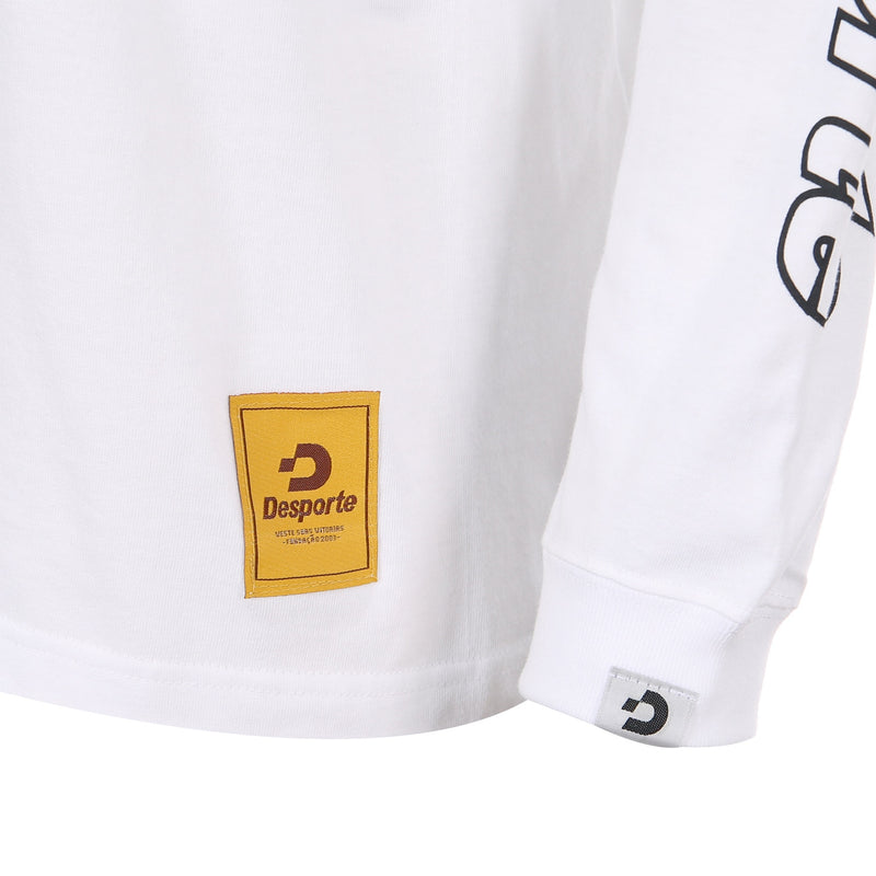 Desporte white 100% cotton long sleeve t-shirt DSP-T47L front logo tag