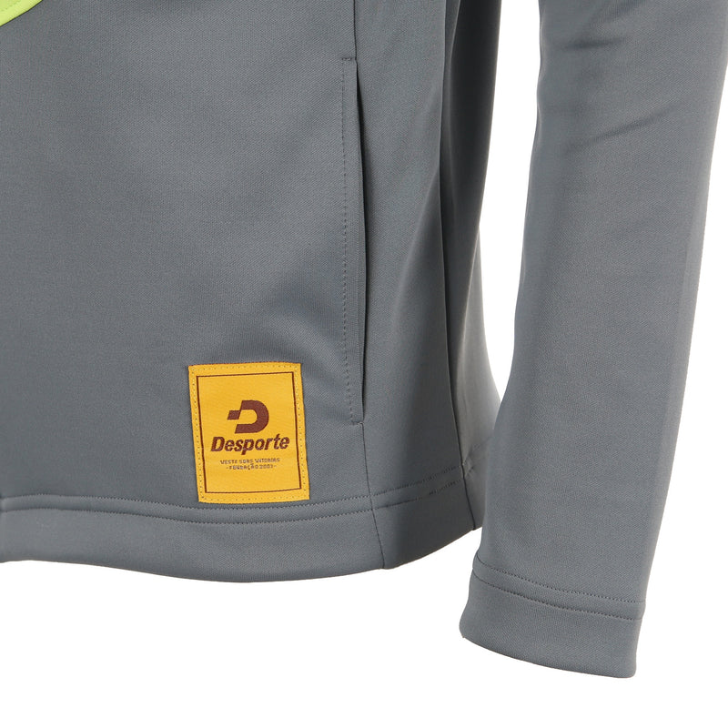 Desporte full zip slim fit training jacket DSP-CJ16SLF gray lime front logo tag