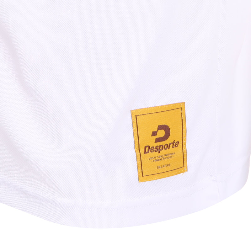 Desporte white UPF 50 dry polo shirt front logo tag