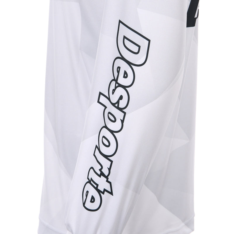 Desporte white quick dry long sleeve practice shirt DSP-BPS-30L black sleeve logo
